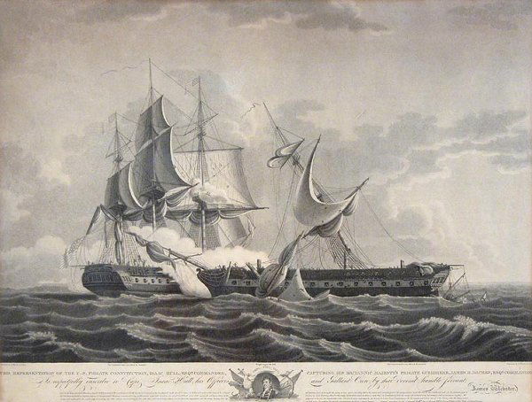After Thomas Birch U.S. FRIGATE CONSTITUTION...a: After Thomas Birch U.S. FRIGATE CONSTITUTION...CAPTURING HIS BRITANNIC MAJESTY'S FRIGATE GUERRIERE; U.S. FRIGATE UNITED STATES...CAPTURING HIS BRITANNIC MAJESTY'S FRIGATE MACEDONIAN Two engravings, 1