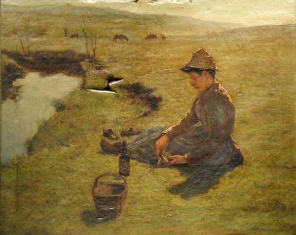 Attributed to Gilbert Gaul LAZY AFTERNOON: Attributed to Gilbert Gaul LAZY AFTERNOON Oil on canvas 25 x 31 inches