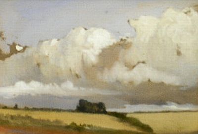 Manner of John Constable STUDY: CLOUDS OVER VALLEY: Manner of John Constable STUDY: CLOUDS OVER VALLEY: A DOUBLE-SIDED WORK Watercolor and gouache pencil on paper 5 x 7 inches