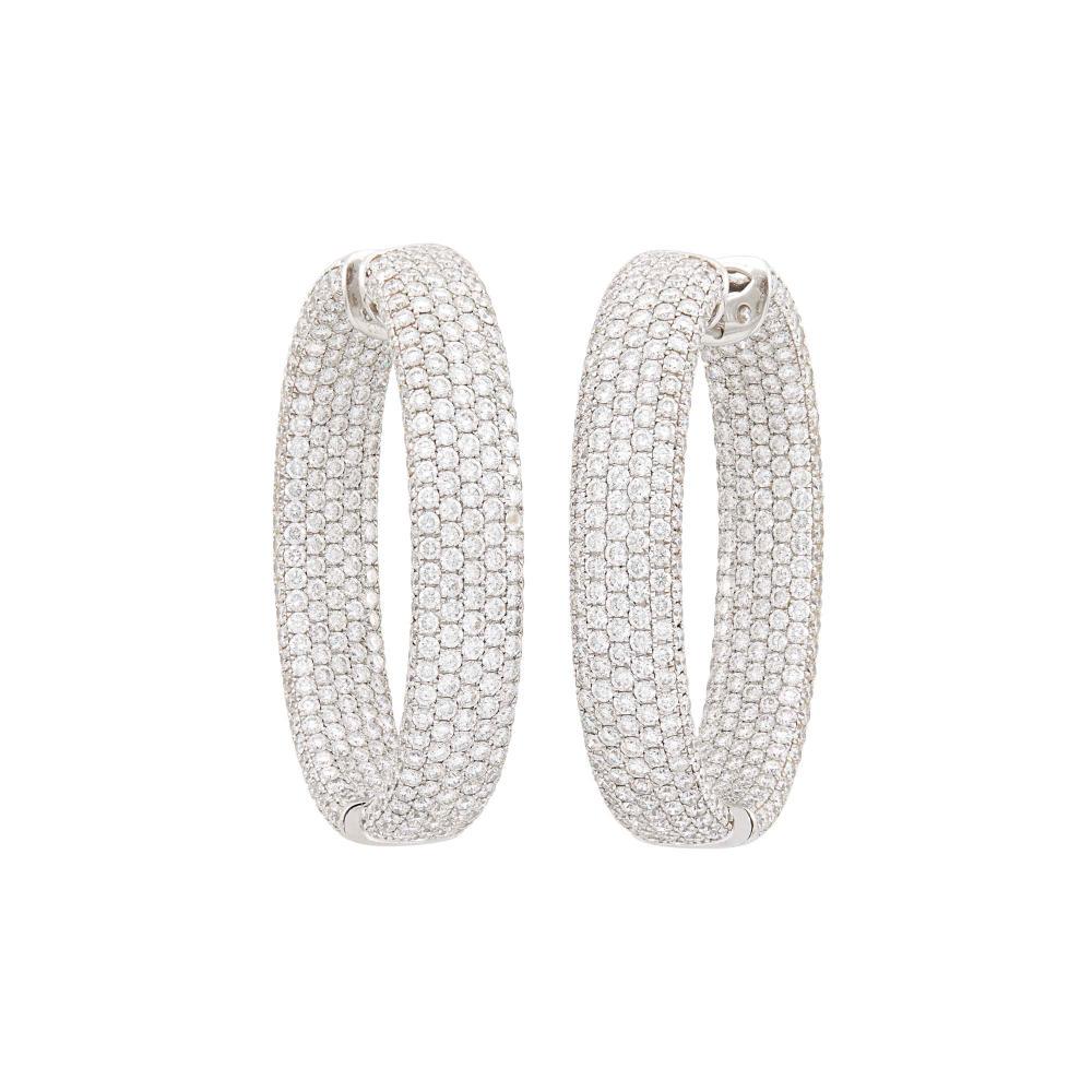 Pair of White Gold and Diamond Hoop Earrings (1 of 1)