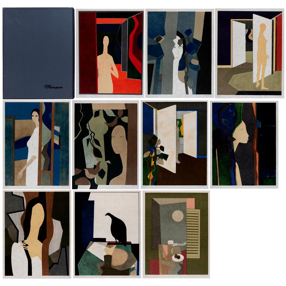 André Minaux (1923-1986) HÉLÈNE Ten: André Minaux (1923-1986) HÉLÈNE Ten color lithographs, 1974, on Japon nacré paper, signed and numbered IV/XX in pencil, with text, the justification signed in pencil and numbered 4