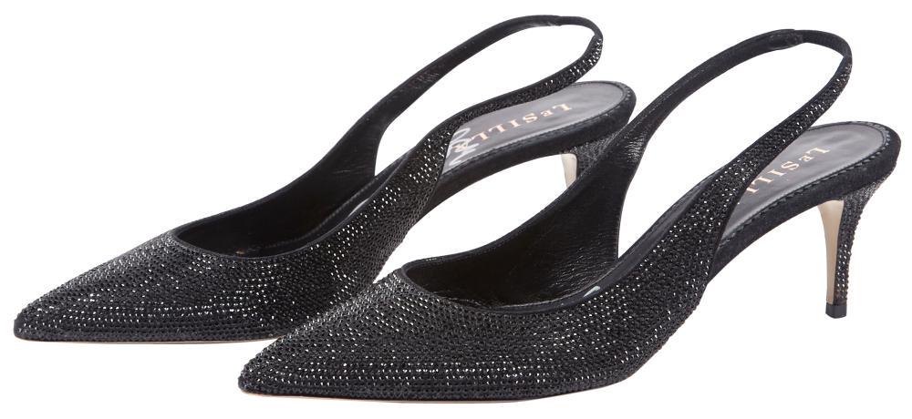 CHER A pair of black slingback leather LeSilla heels (1 of 4)