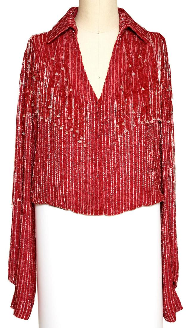 NEIL DIAMOND Stage worn red beaded shirt. The shirt (1 of 4)