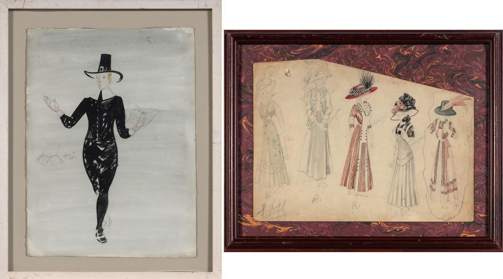 Doris Clare Zinkeisen British, 1898-1991 Untitled: Doris Clare Zinkeisen British, 1898-1991 Untitled Costume Design Graphite and watercolor on paper 15 1/2 x 11 1/4 inches (39.4 x 28.6 cm) Together with: 20th Century School Costume Design for Mademois