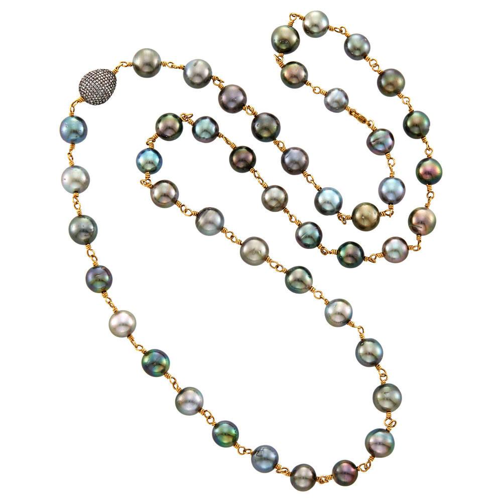 Long Gold, Tahitian Gray Cultured Pearl, Blackened Gold (1 of 2)