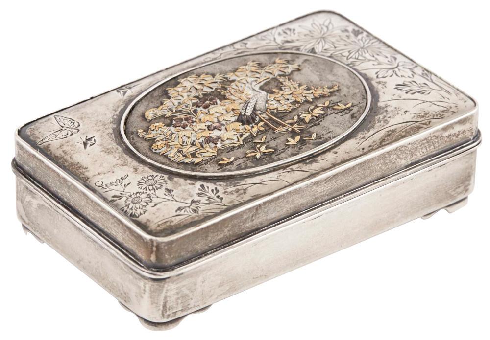 A Japanese Silver and Mixed Metal Box Meiji Period Of (1 of 6)