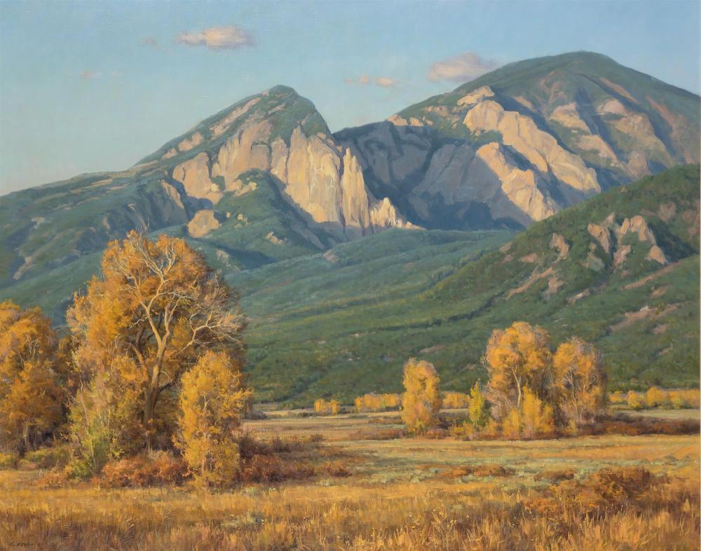 Clyde Aspevig American, b. 1951 Late Afternoon - Taos,: Clyde Aspevig American, b. 1951 Late Afternoon - Taos, 1984 Signed ©. ASPEVIG and dated 84 (ll) Oil on canvas 40 1/4 x 50 inches (102.2 x 127 cm) Provenance: Trailside Galleries, Scottsdale, Ariz