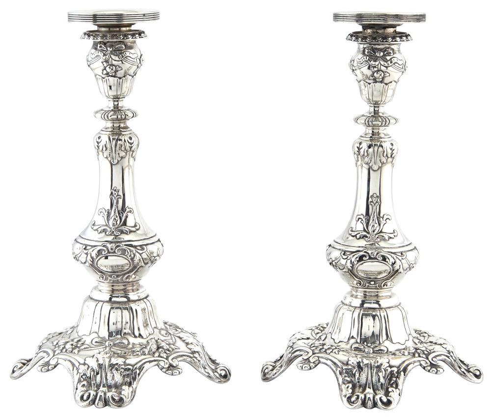Pair of Gorham Sterling Silver Candlesticks Early 20th (1 of 5)