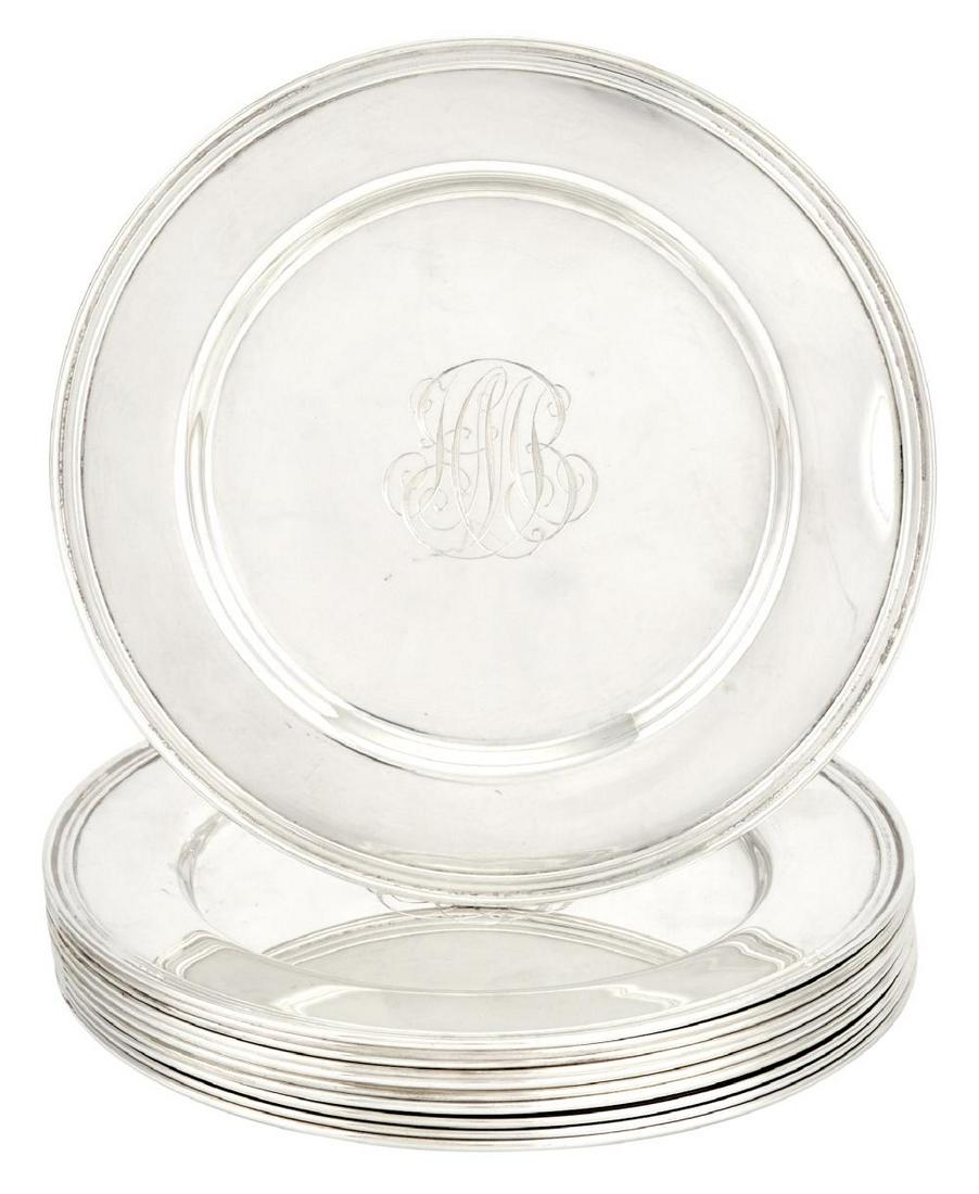 Set of Eleven Sterling Silver Bread Plates Black, Starr (1 of 5)