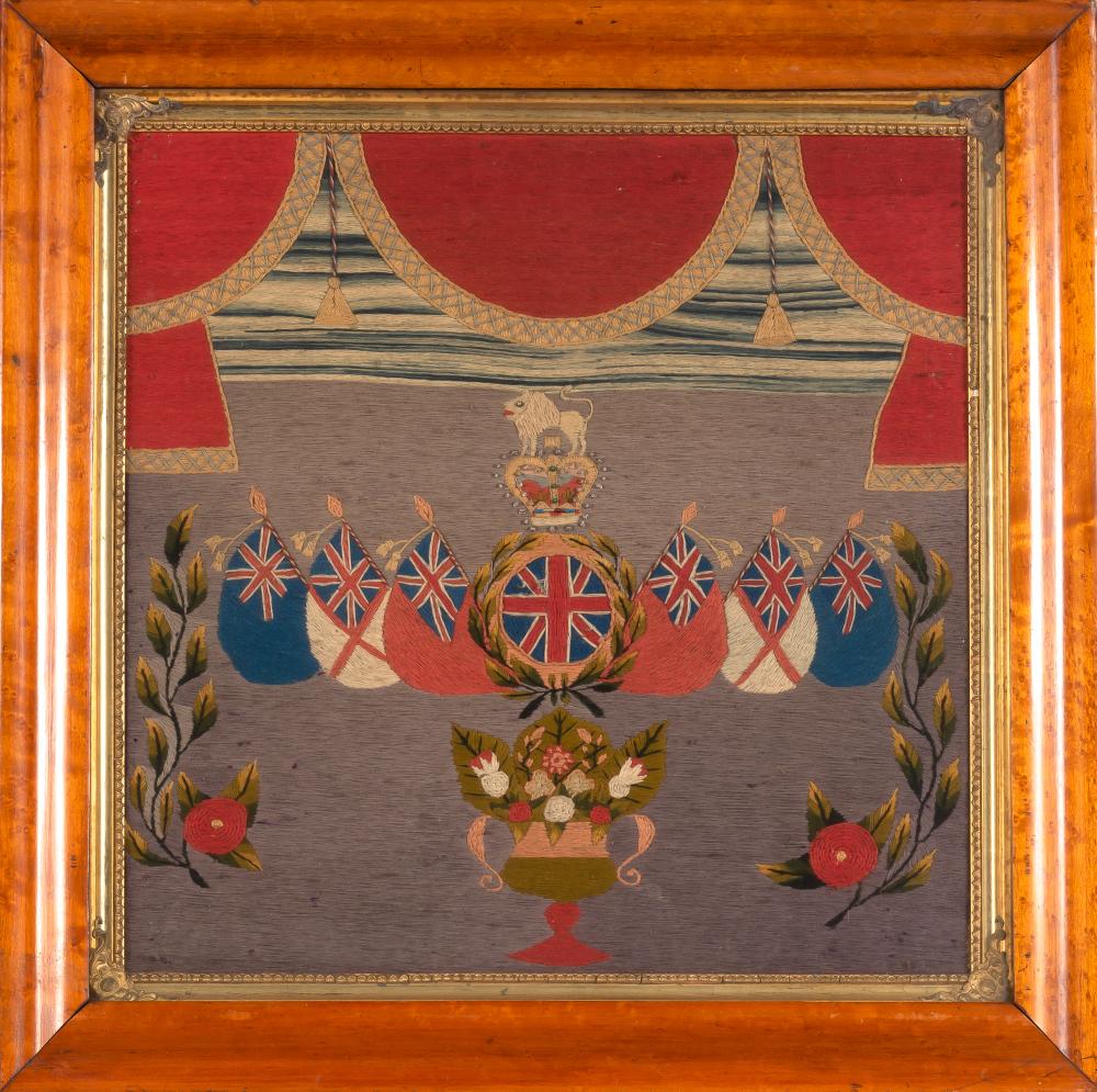 British Woolwork Picture 19th Century Depicting a lion (1 of 2)