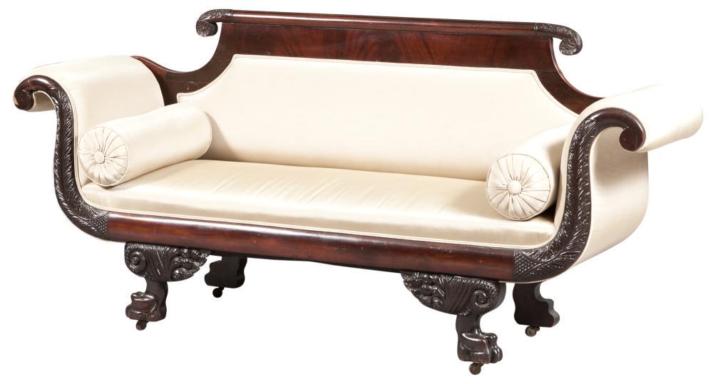 Classical Mahogany Upholstered Settee 19th Century The (1 of 4)
