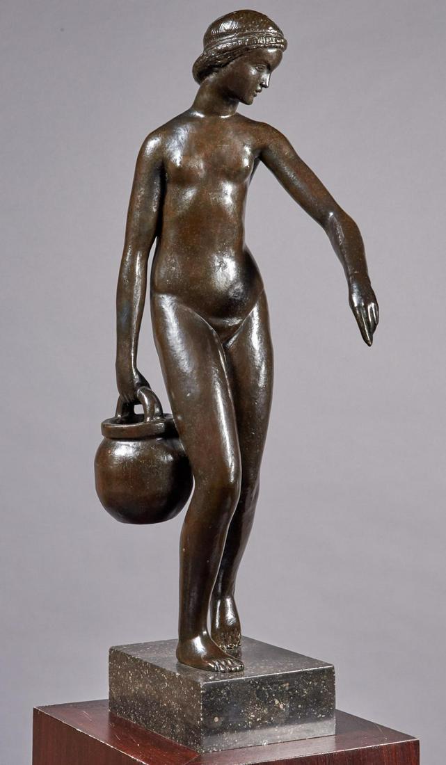 Joseph Bernard French, 1866-1931 Jeune Fille à la: Joseph Bernard French, 1866-1931 Jeune Fille à la Cruche or La Porteuse d'Eau, originally conceived circa 1910 Incised 8 J. Bernard 8 on the marble base; stamped with the foundry mark C. Valsuani Cir
