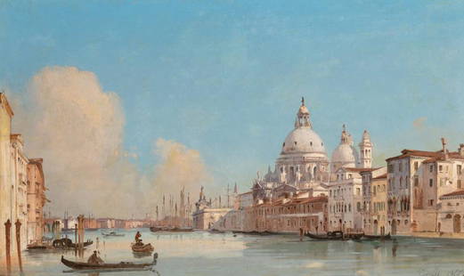 Ippolito Caffi Italian, 1809-1866 The Grand Canal, with: Ippolito Caffi Italian, 1809-1866 The Grand Canal, with the Dogana and Sta. Maria della Salute, Venice Signed Caffi and dated 1857 (lr) Oil on canvas 12 1/2 x 20 inches (31.7 x 50.8 cm) C Estate of