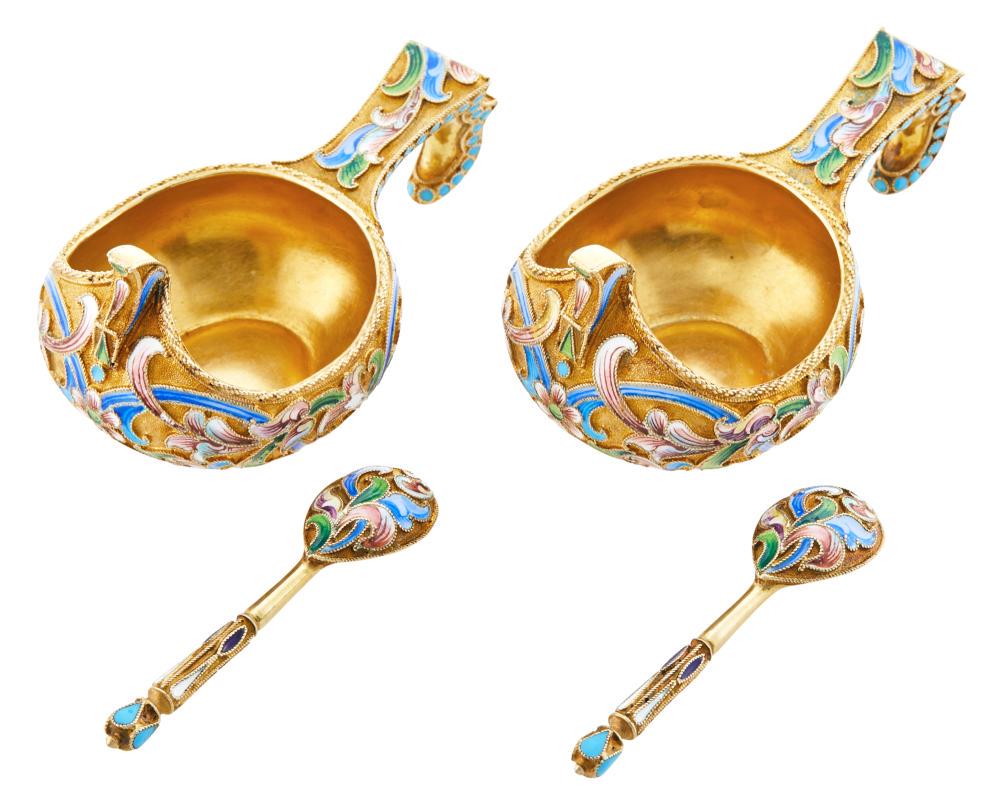 Pair of Russian Silver-Gilt and Cloisonné Enamel (1 of 6)