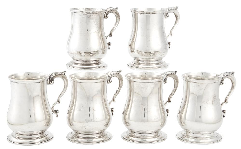 Set of Six George V Sterling Silver Mugs (1 of 3)