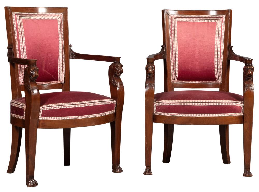 Pair of Charles X Mahogany Fauteuils en Cabriolet by (1 of 6)