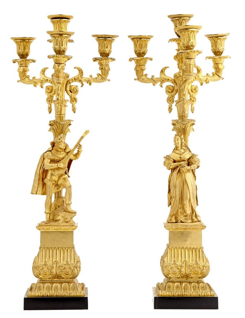 Pair of French Gilt-Bronze Figural Candelabra (1 of 4)