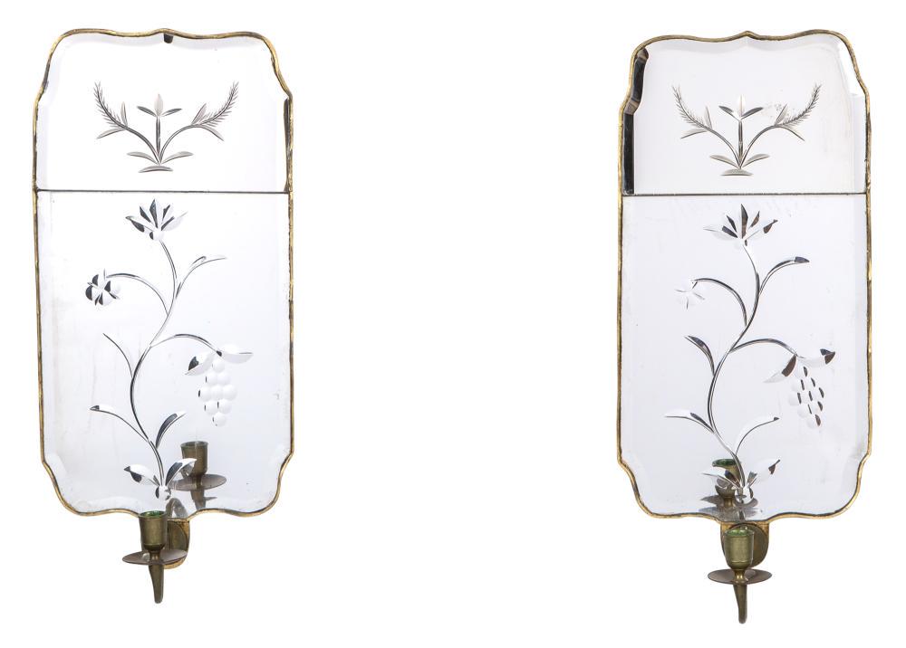 Pair of Swedish Mirrored and Gilt-Metal Sconces (1 of 2)