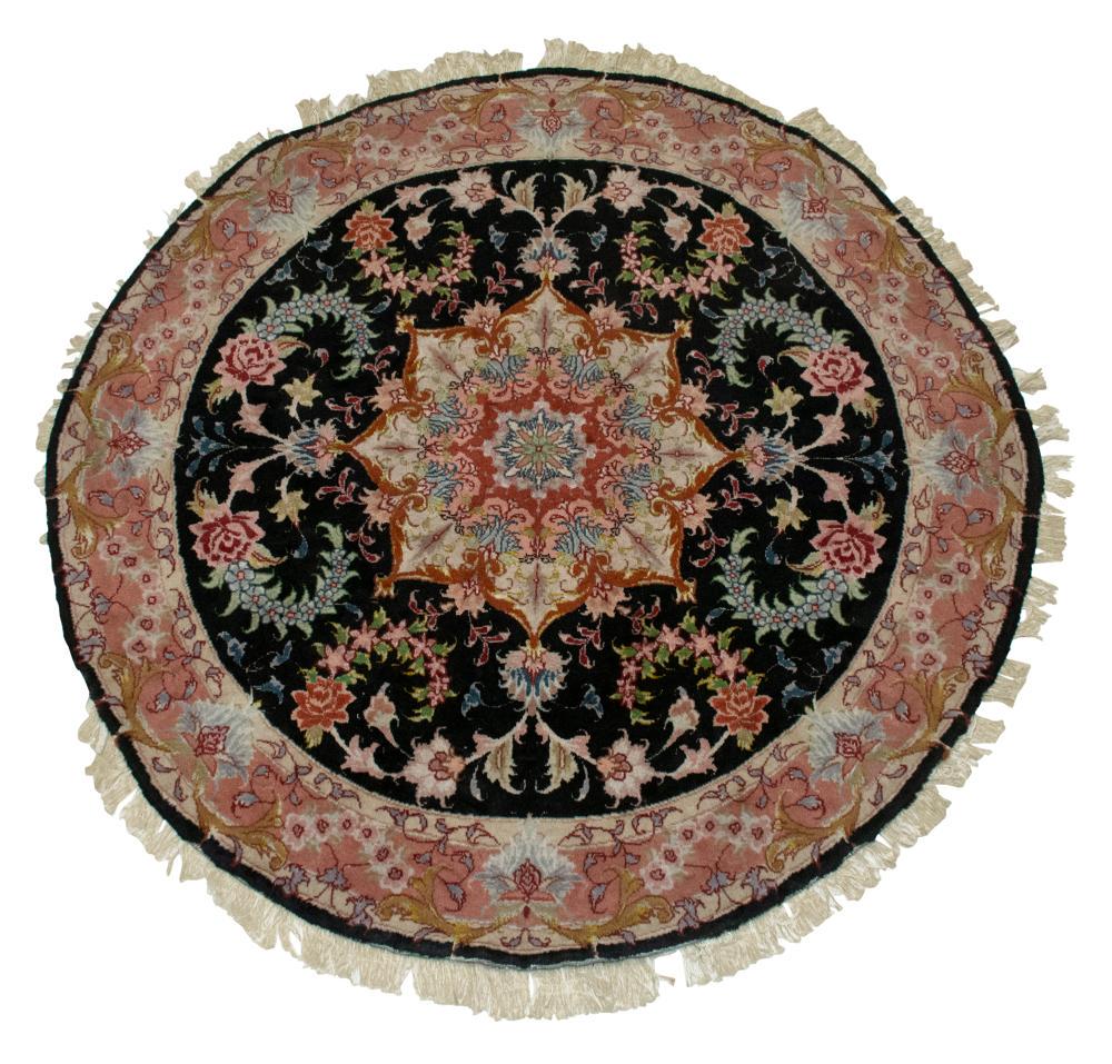 Kurkwool and Silk Tabriz Round Rug (1 of 2)