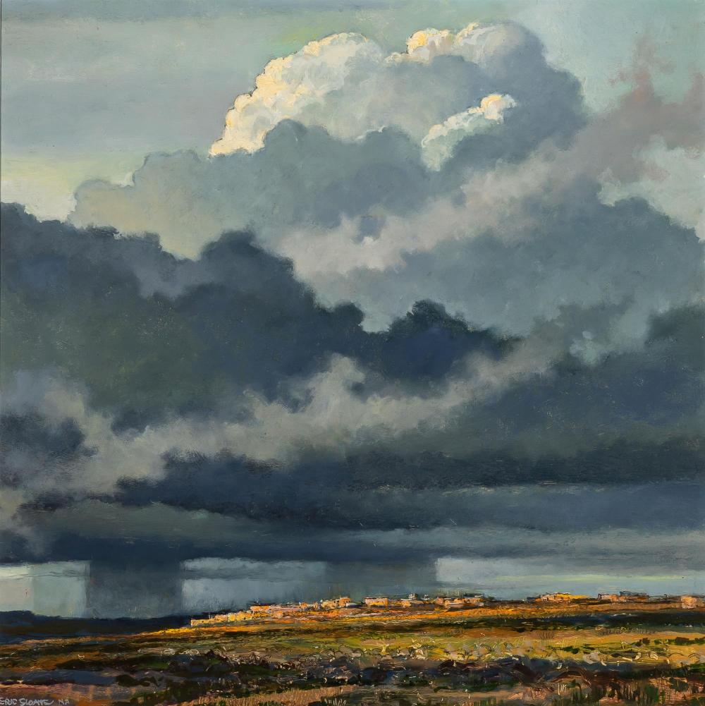 Eric Sloane American, 1905-1985 The Ancient Village,: Eric Sloane American, 1905-1985 The Ancient Village, Oraibi, Signed Eric Sloane (ll); titled on the reverse Oil on Masonite 21 x 21 inches (53.3 x 53.3 cm) Provenance: Grand Central Art Galleries, New