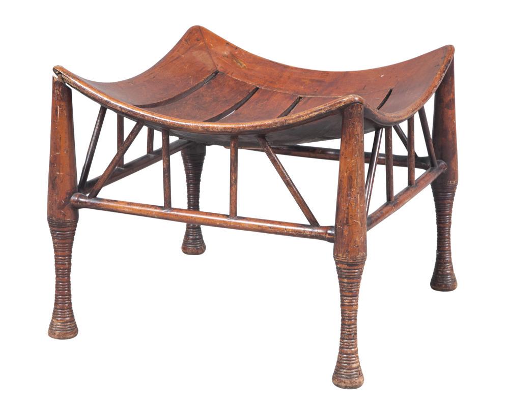 Red Stained Wood Thebes Stool (1 of 5)