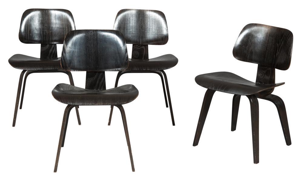 Set of Four Charles and Ray Eames Black Stained Ash DCW (1 of 6)