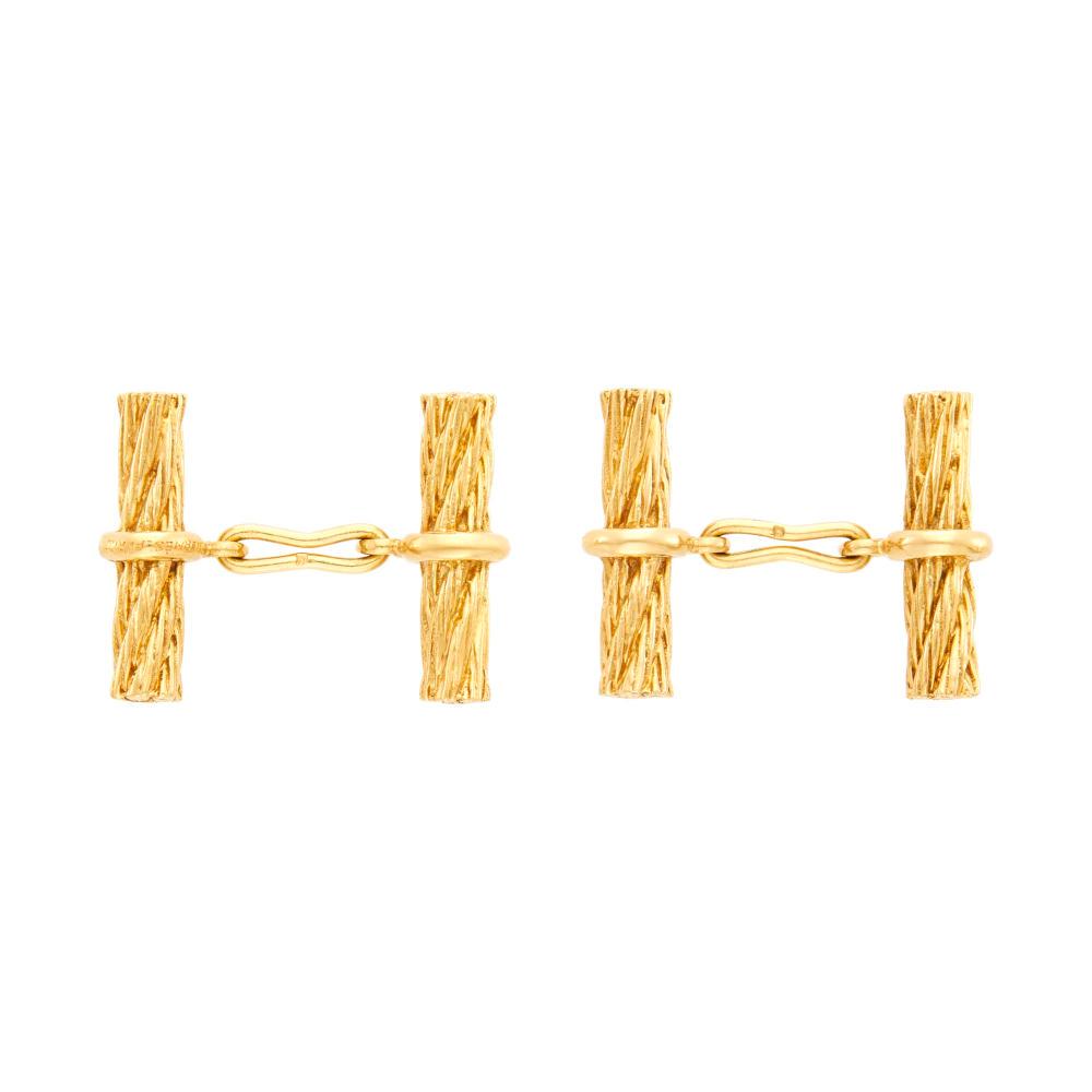Hermès Paris Pair of Gold Cufflinks (1 of 1)