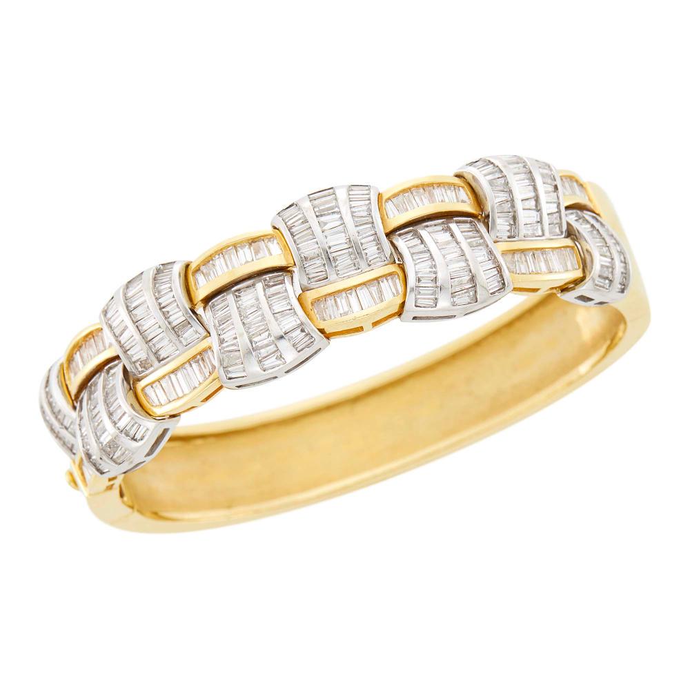 Two-Color Gold and Diamond Bangle Bracelet (1 of 2)
