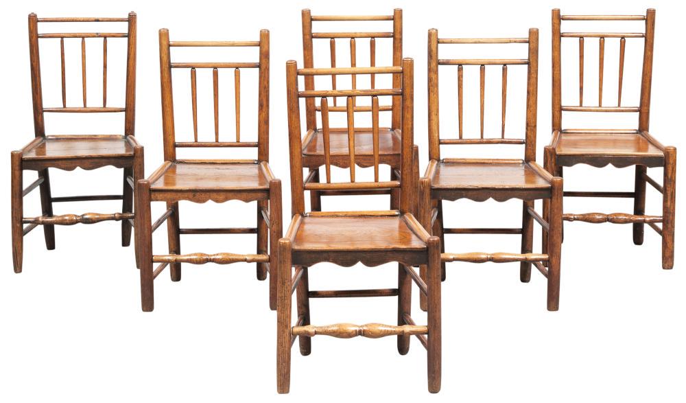 Assembled Group of Six Ash and Elmwood Spindle Back (1 of 4)