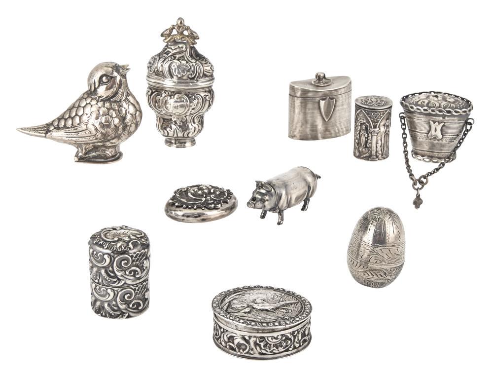 Group of Silver and Silver Plated Snuff Boxes (1 of 11)