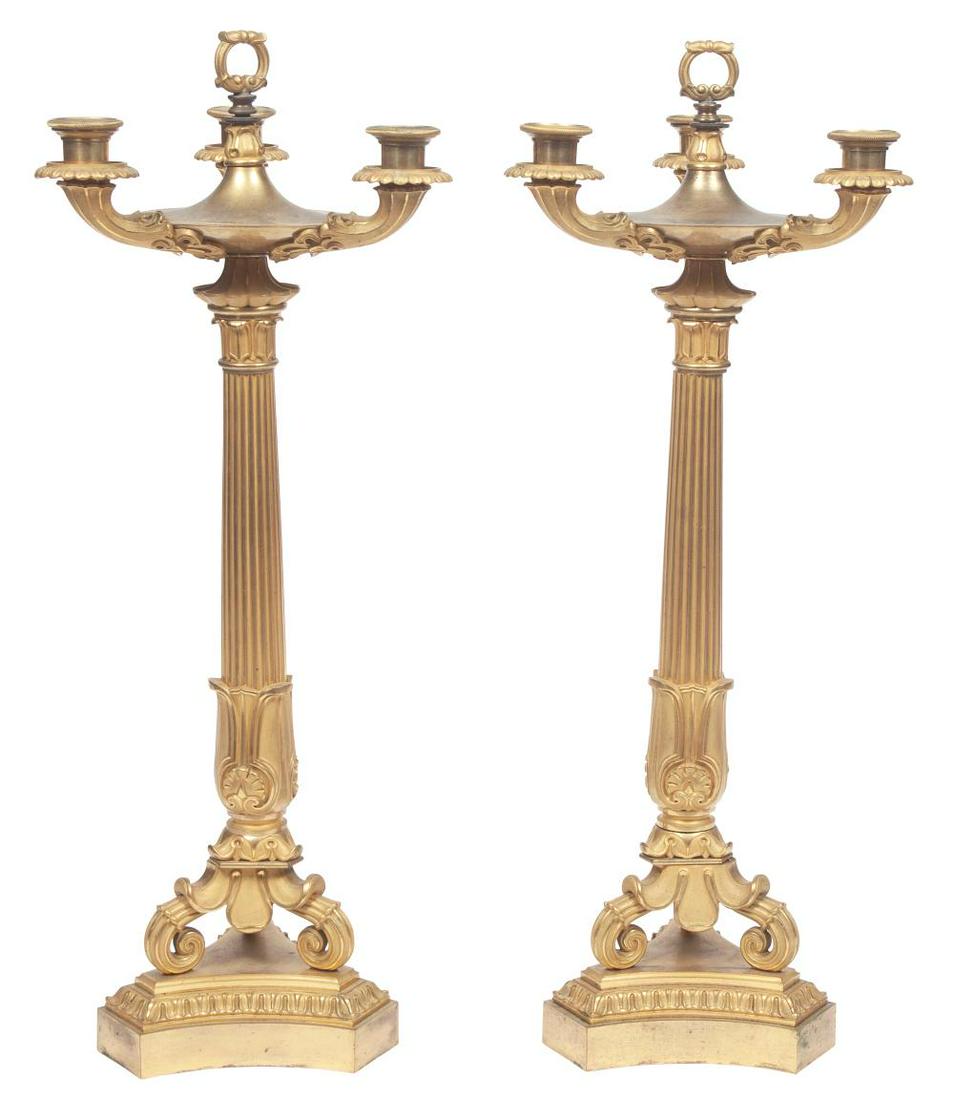 Pair of Charles X Gilt-Bronze Three-Light Candelabra (1 of 2)
