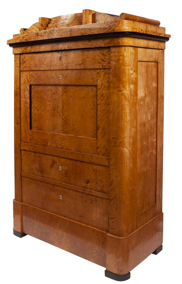 Biedermeier Birch and Part-Ebonized Armoire (1 of 3)