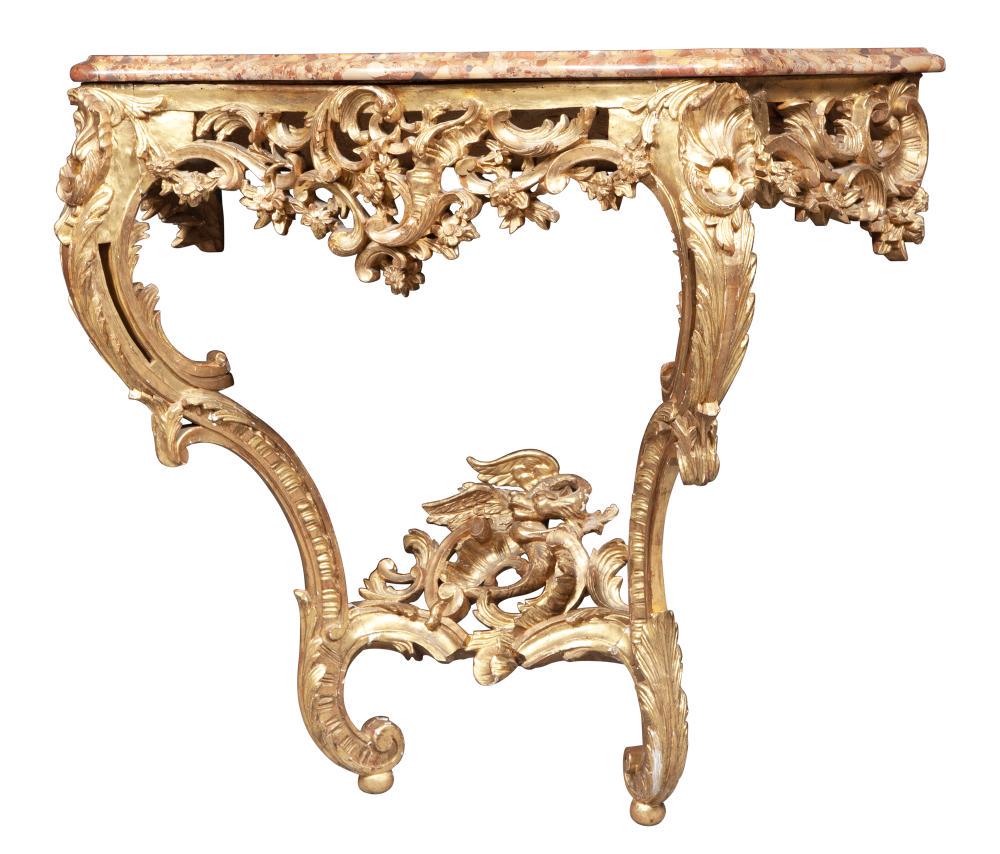 Louis XV Style Giltwood and Breche d'Alep Marble (1 of 4)