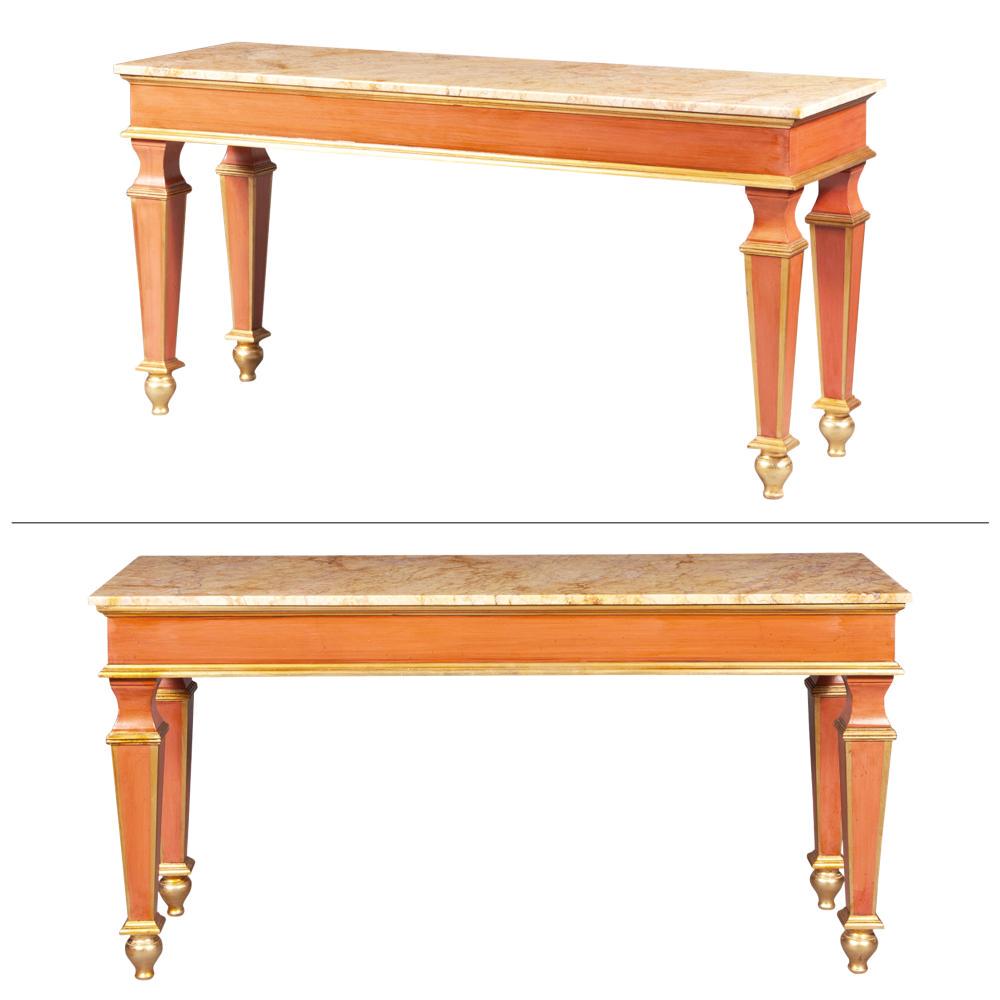 Pair of Salmon-Painted and Parcel-Gilt Marble Top (1 of 6)