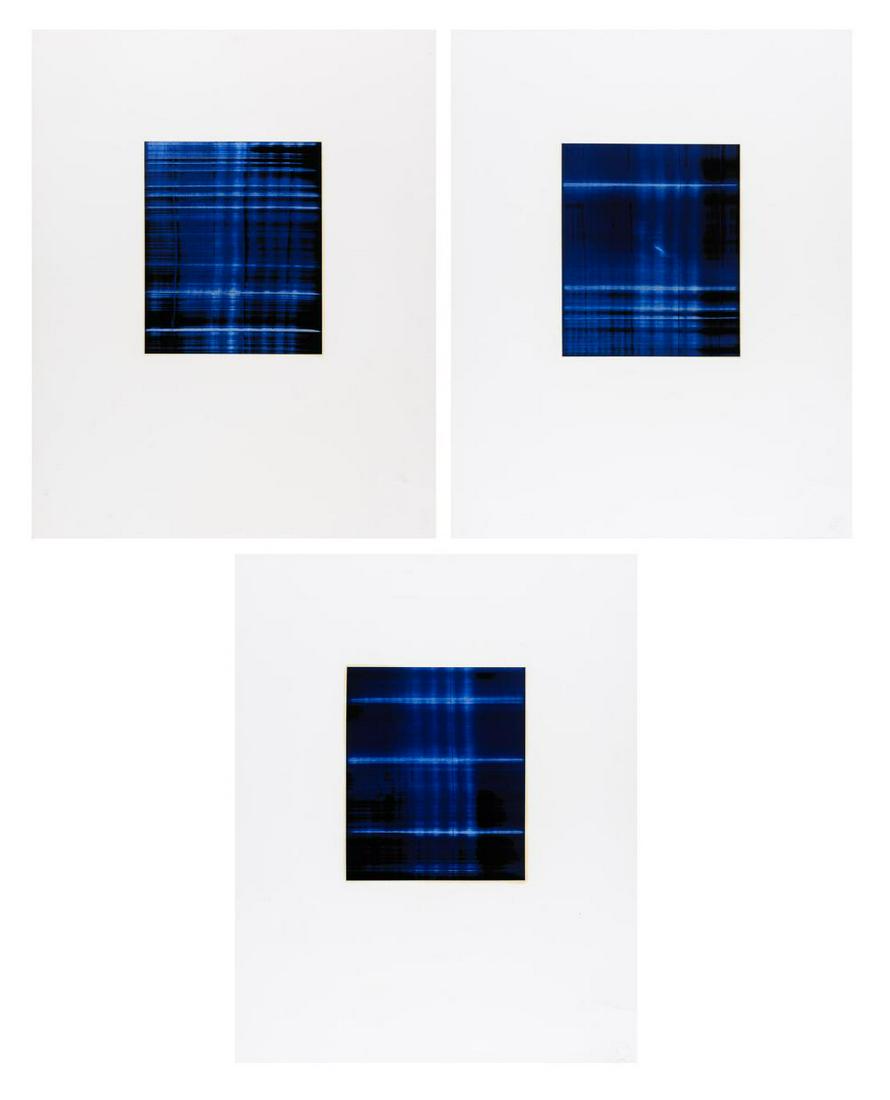 John Zinsser American, b. 1961 Air Shaft II; Air Shaft: John Zinsser American, b. 1961 Air Shaft II; Air Shaft III and Air Shaft VIII, 1998: Three Each signed, dated and titled on the verso Oil and enamel on paper Sheet 28 7/8 x 23 inches (73.4 x 58.4 cm);