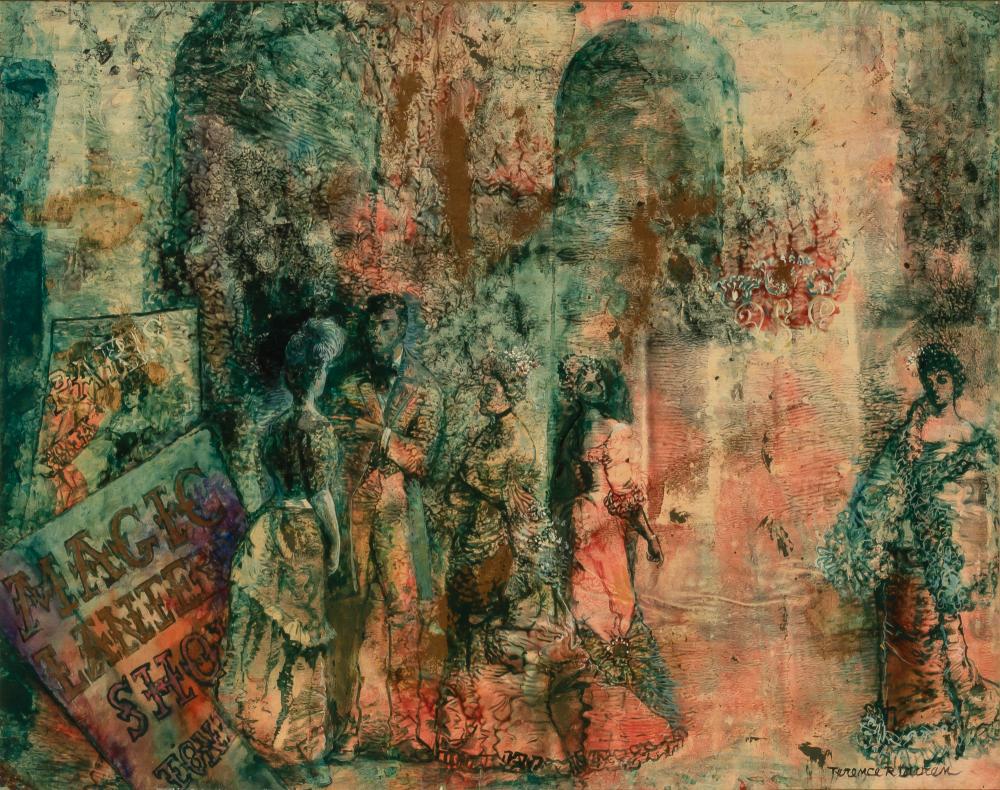 Terence Romaine Duren American, 1906-1968 At The Opera: Terence Romaine Duren American, 1906-1968 At The Opera House Signed Terence R. Duren (lr); inscribed as titled on the backing Watercolor, gouache and collage on paper Sight 20 1/2 x 26 inches (52.1 x