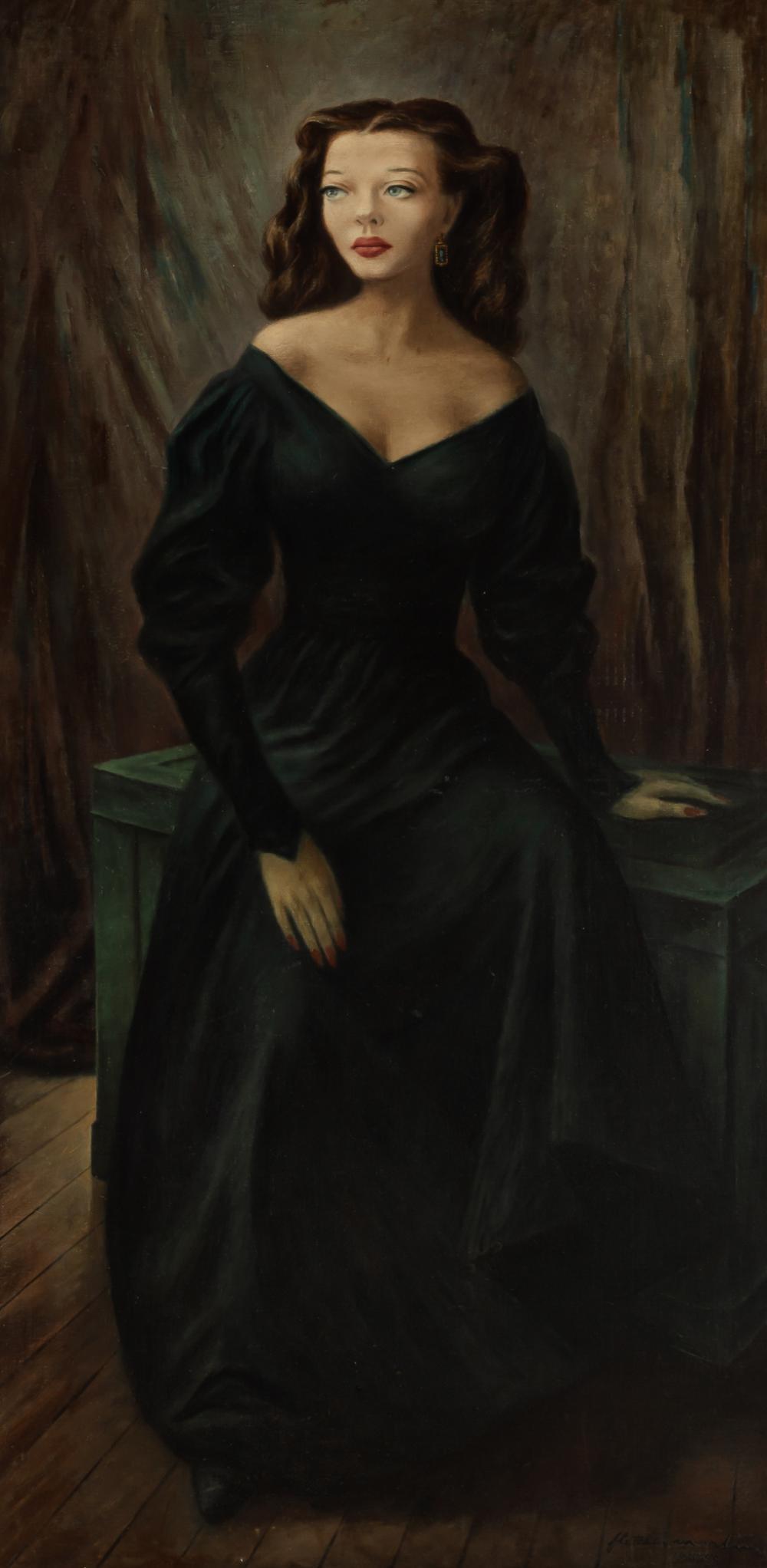 Fletcher Martin American, 1904-1979 Portrait of Sylvia: Fletcher Martin American, 1904-1979 Portrait of Sylvia Sidney, 1944-45 Signed and dated Fletcher Martin / 1944-45 (lr) Oil on canvas laid to Masonite 60 1/4 x 30 1/4 inches C Estate of a Connecticut C