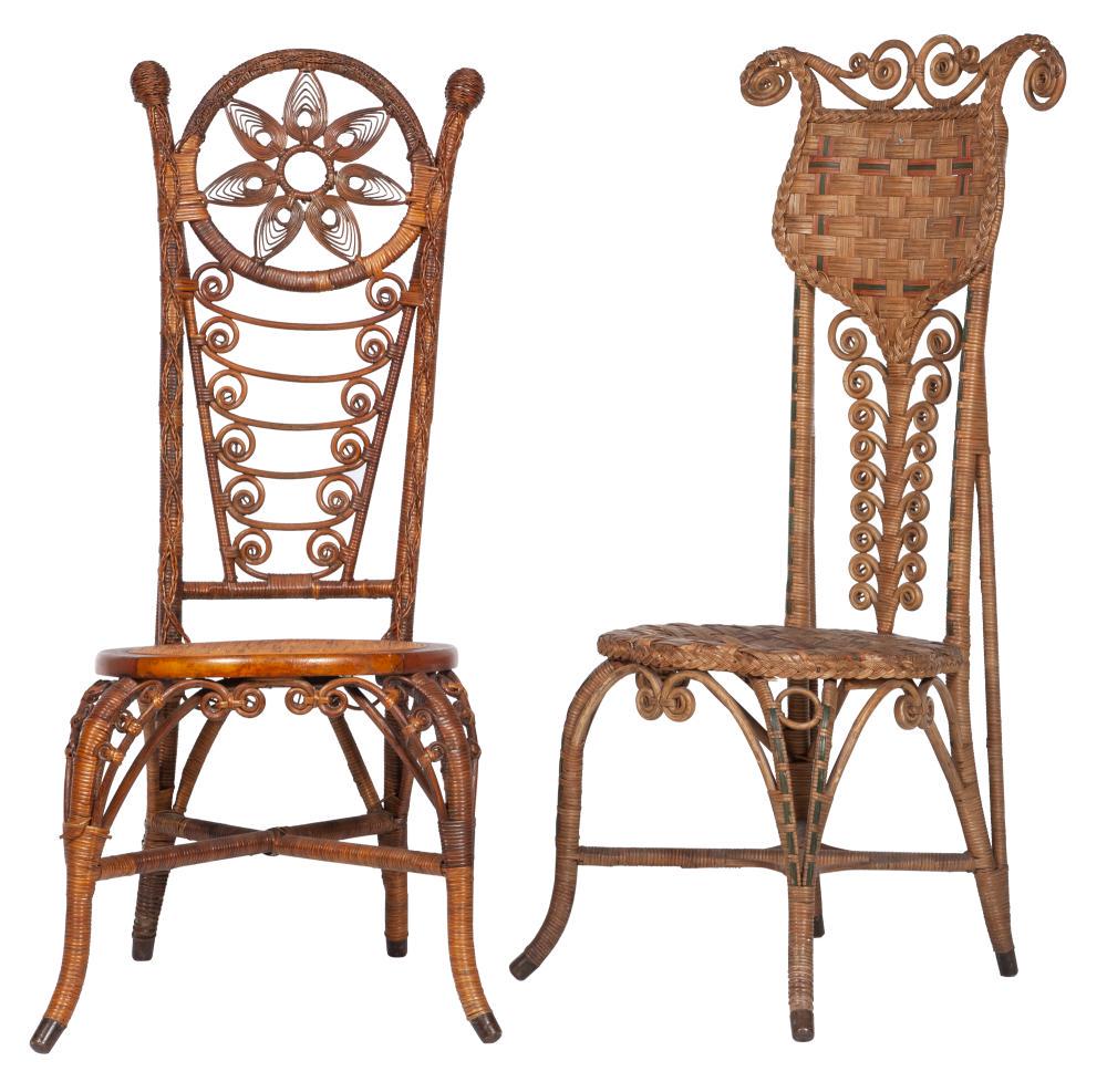 Two Wicker and Rattan Highback Side Chairs (1 of 7)