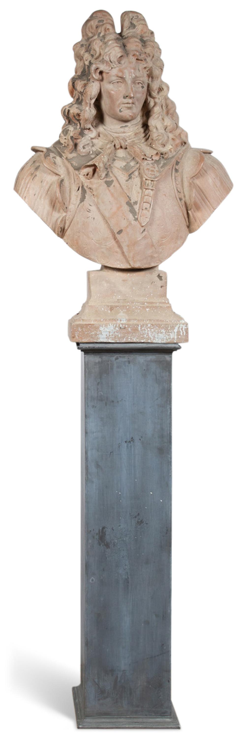 Painted Zinc Bust of Louis XIV on an Associated Zinc (1 of 3)