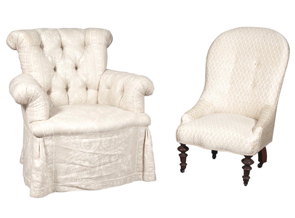 John Rosselli Printed Cotton-Upholstered Slipper Chair (1 of 4)