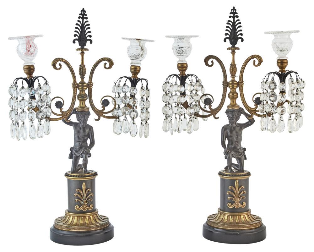 Pair of Regency Style Gilt, Patinated Bronze and Cut (1 of 5)