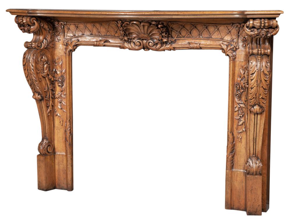 Louis XV/XVI Style Walnut Fireplace Surround (1 of 4)