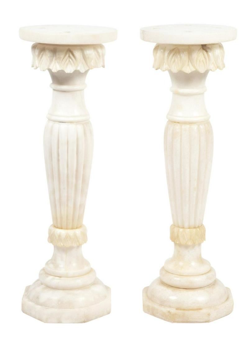 Pair of Italian Carved Alabaster Pedestals (1 of 4)