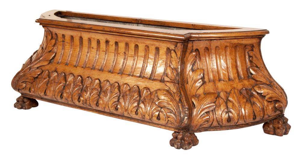 Carved Stained Wood Planter (1 of 4)