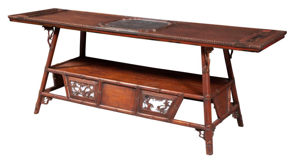 Chinese Softwood and Lacquer Panel-Inset Table (1 of 6)
