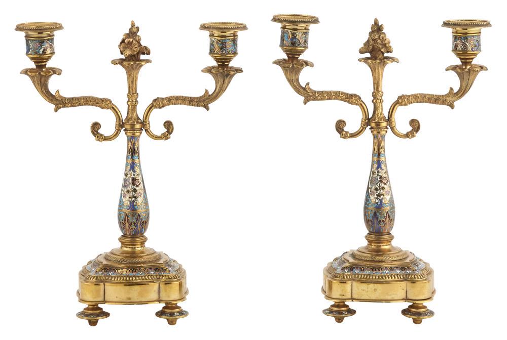 Pair of French Louis XVI Style Champlevé Enameled (1 of 5)