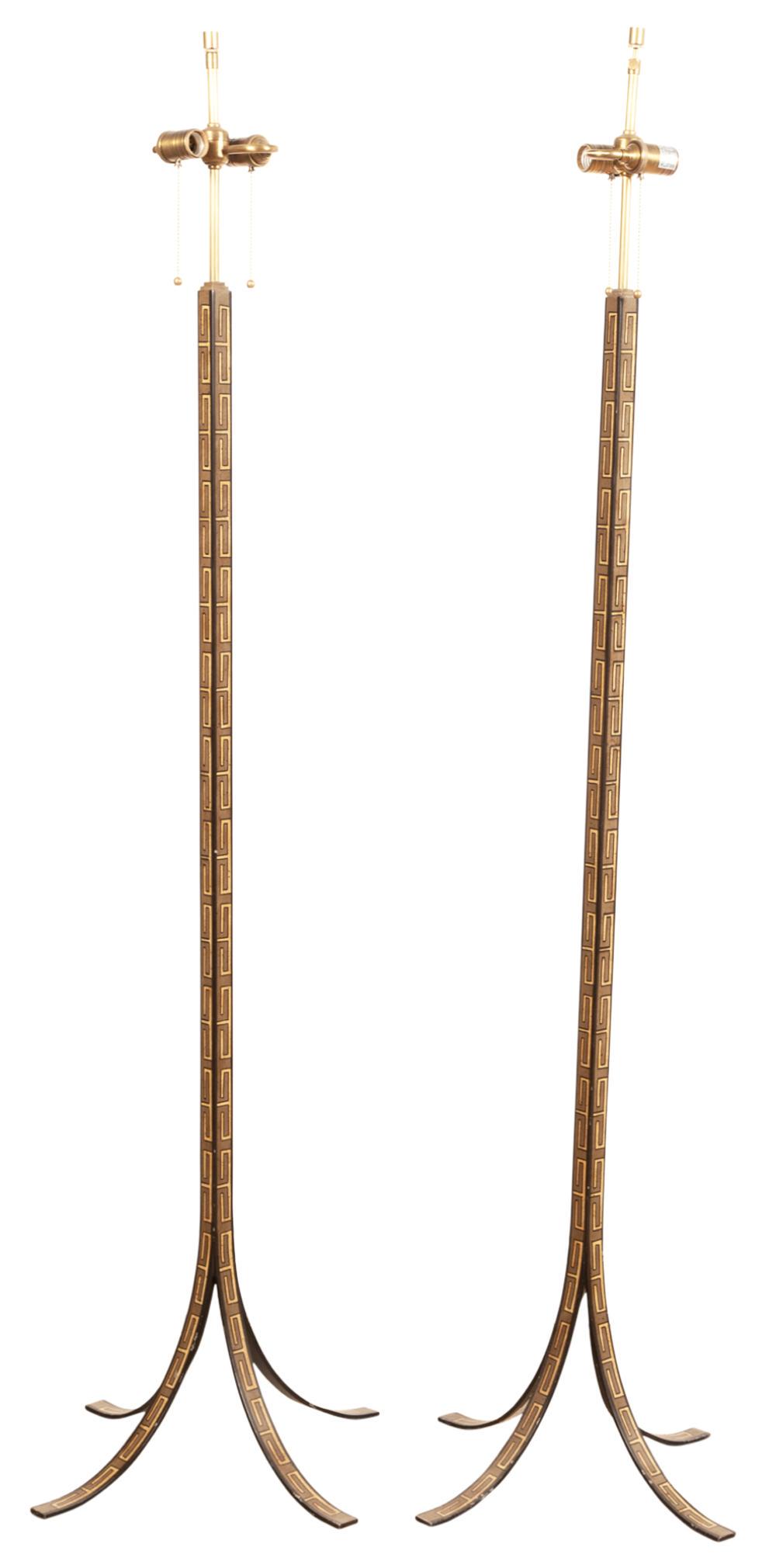 Pair of Gilt Decorated Metal Floor Lamps (1 of 2)