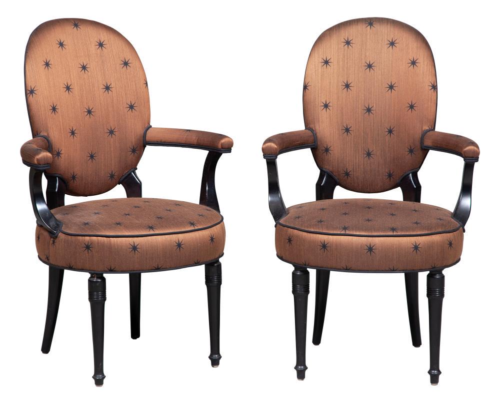 Set of Six Black-Painted Open Armchairs (1 of 4)