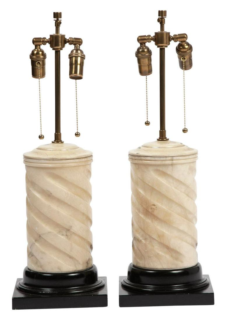 Pair of Carved Marble Lamps (1 of 3)