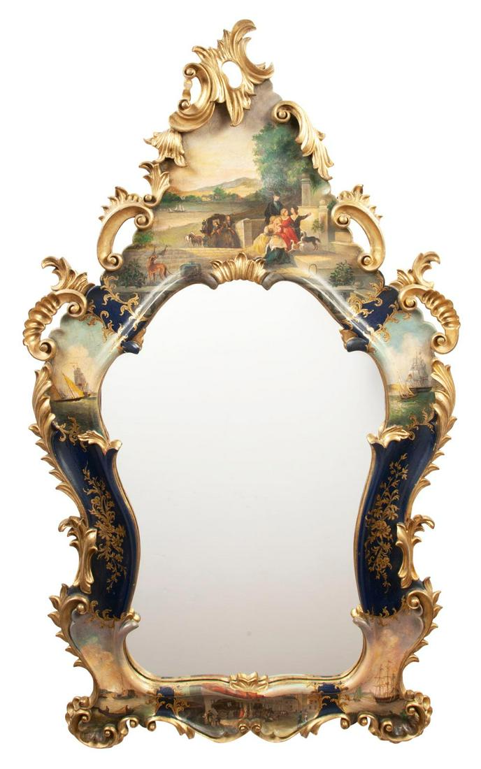 Italian Rococo Style Painted and Parcel Gilt Mirror (1 of 3)